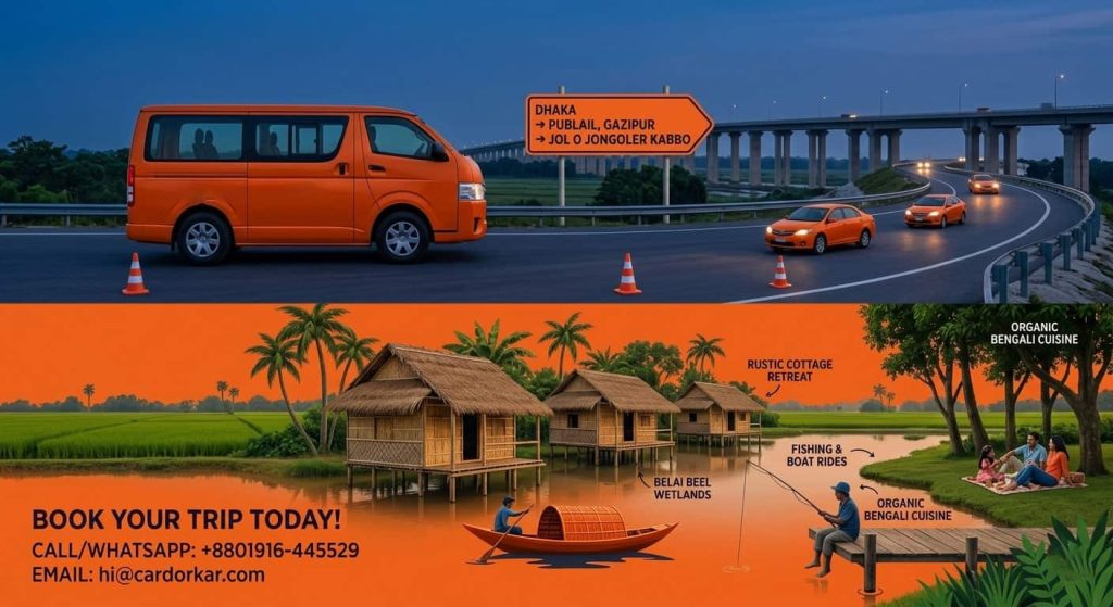 Dhaka to Jol O Jongoler Kabbo (Pubail) Daylong Car Rental Service